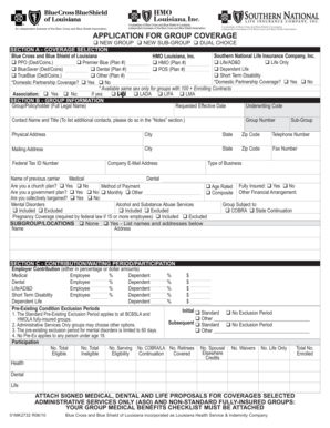 Blue Cross and Blue Shield of Louisiana Group Coverage Application