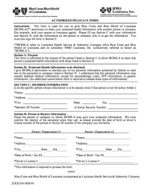 Blue Cross and Blue Shield of Louisiana Authorization Form