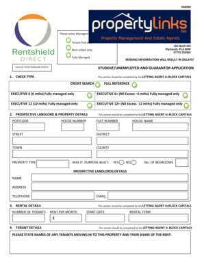 Student/Unemployed and Guarantor Application