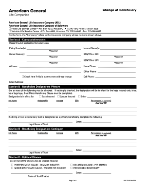Change of Beneficiary Form