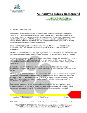 Background Check Authorization Form