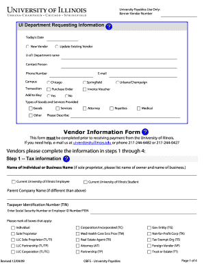 University of Illinois Vendor Information Form