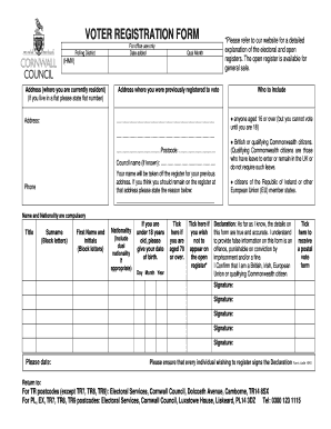 UK Voter Registration Form