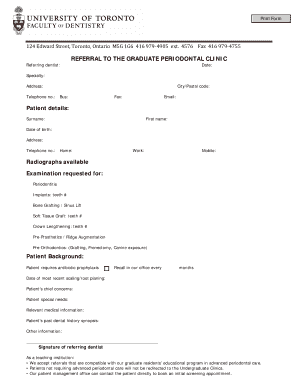 Referral to Graduate Periodontal Clinic