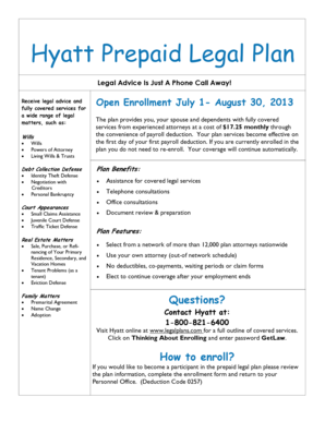 Hyatt Prepaid Legal Plan Enrollment Form