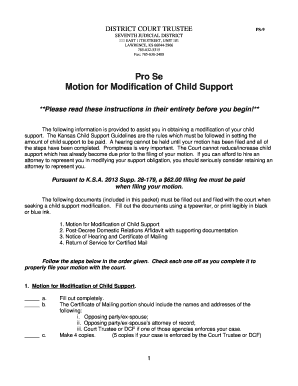 Kansas Motion for Modification of Child Support