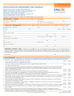 Life Insurance Agent Appointment and Contract Form