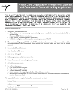 Healthcare Professional Liability Application