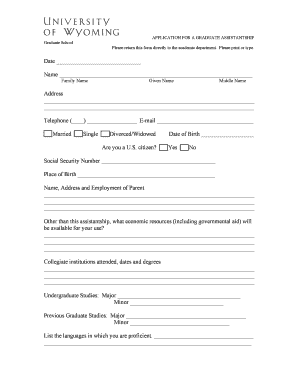 Graduate Assistantship Application Form