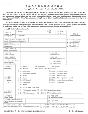 China Visa Application Form
