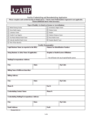 Facility Credentialing and Recredentialing Application