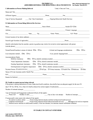 ADHS/DBHS Referral for Behavioral Health Services