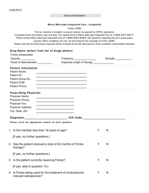 Service Authorization for Forteo