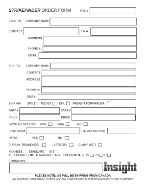Strikefinder Order Form