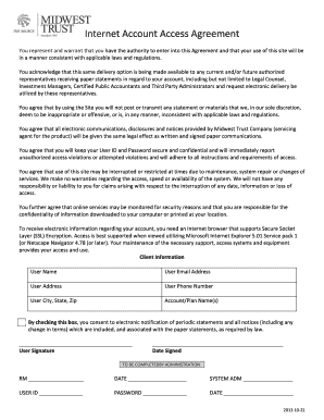 Internet Account Access Agreement