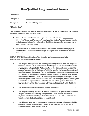 Non-Qualified Assignment and Release Agreement