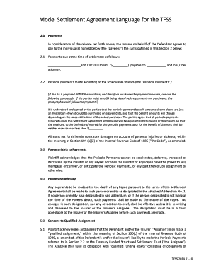 Model Settlement Agreement for TFSS 2.0 Payments