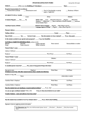 FFLSD Student Registration Form