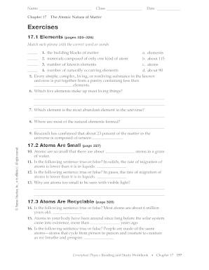 Chapter 17 The Atomic Nature Of Matter Exercises Exercise Poster
