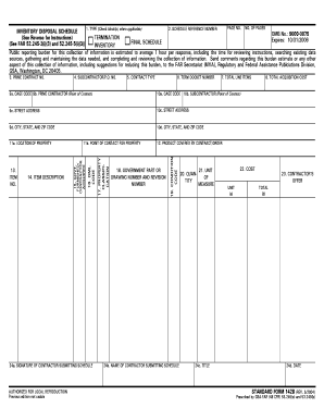 Inventory Disposal Schedule