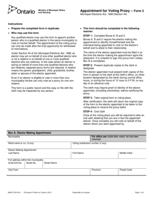 Ontario Voting Proxy Appointment Form 3