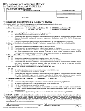 IRA Rollover or Conversion Review Form