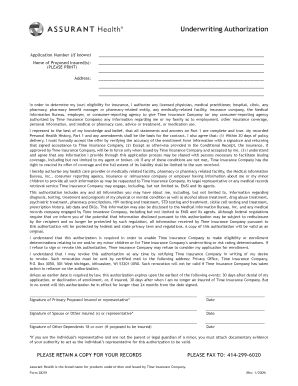 Underwriting Authorization Form