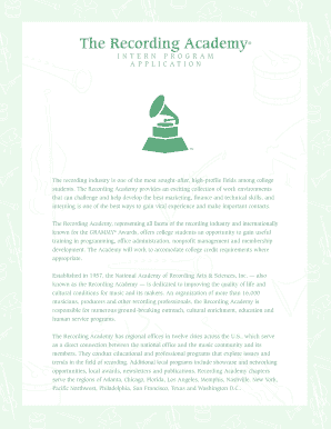 Recording Academy Intern Application