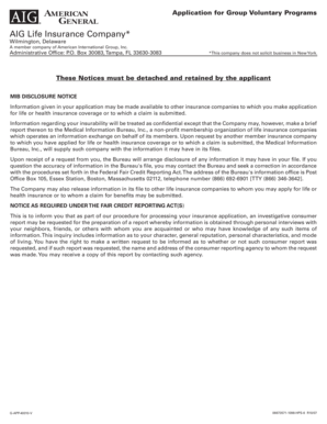 AIG Life Insurance Group Voluntary Programs Application