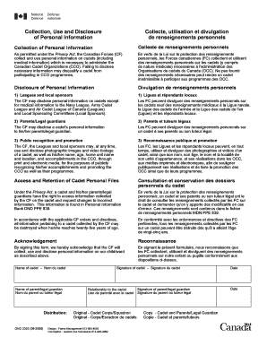 Canadian Cadet Personal Information Consent Form