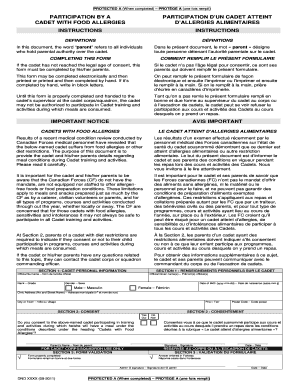 Cadet Food Allergy Participation Form
