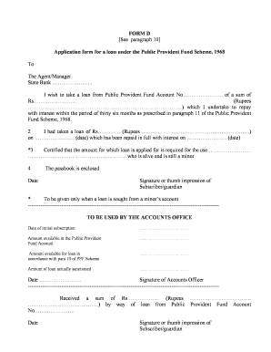 Public Provident Fund Loan Application Form