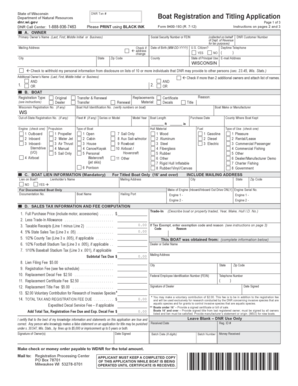 Wisconsin Boat Registration and Titling Application