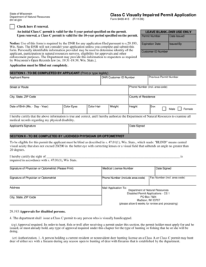 Wisconsin Class C Visually Impaired Permit Application