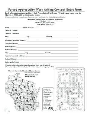 Forest Appreciation Week Writing Contest Entry Form