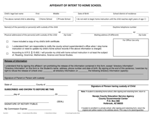 Affidavit of Intent to Home School