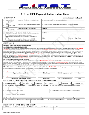 ACH or EFT Payment Authorization Form
