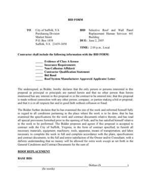 SECTION V - FORM OF PROPOSAL - City of Suffolk - suffolk va