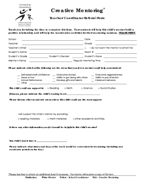 Teacher/Coordinator Referral Form