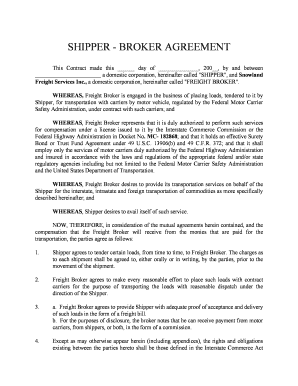 Shipper-Broker Agreement