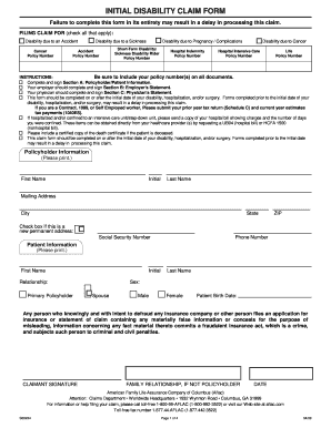Initial Disability Claim Form