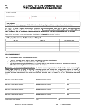 North Carolina AV-3 Form