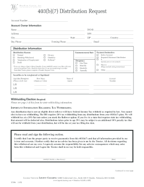 403(b)(7) Distribution Request Form