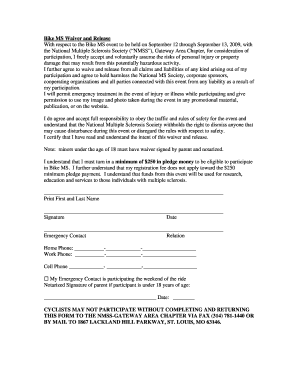 Bike MS Waiver and Release