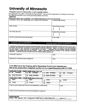 MasterCard Corporate Card Application