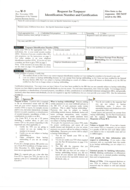 IRS Form W-9 Request for Taxpayer Identification Number and Certification