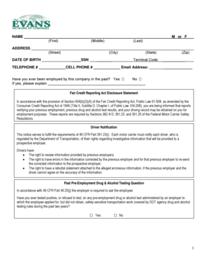 DOT Employment Application Form