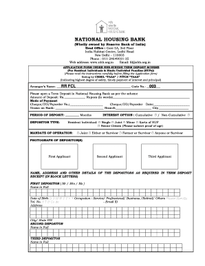 NHB Sunidhi Term Deposit Application Form