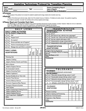 Assistive Technology Protocol for Transition Planning