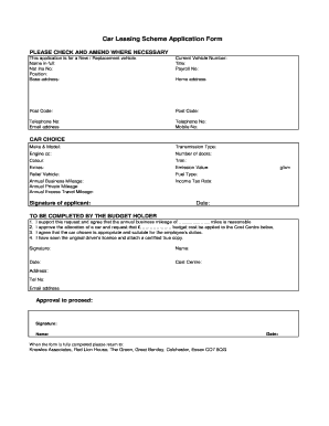 Car Leasing Scheme Application Form